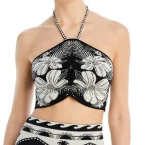 FARM Rio black macaw elegance knit top XL NWT